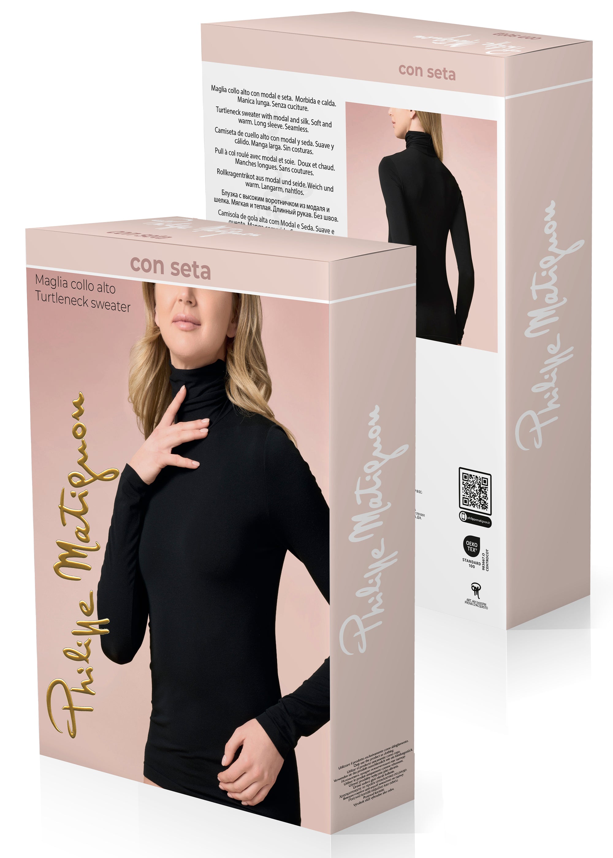 MAGLIA MODAL E SETA COLLO ALTO