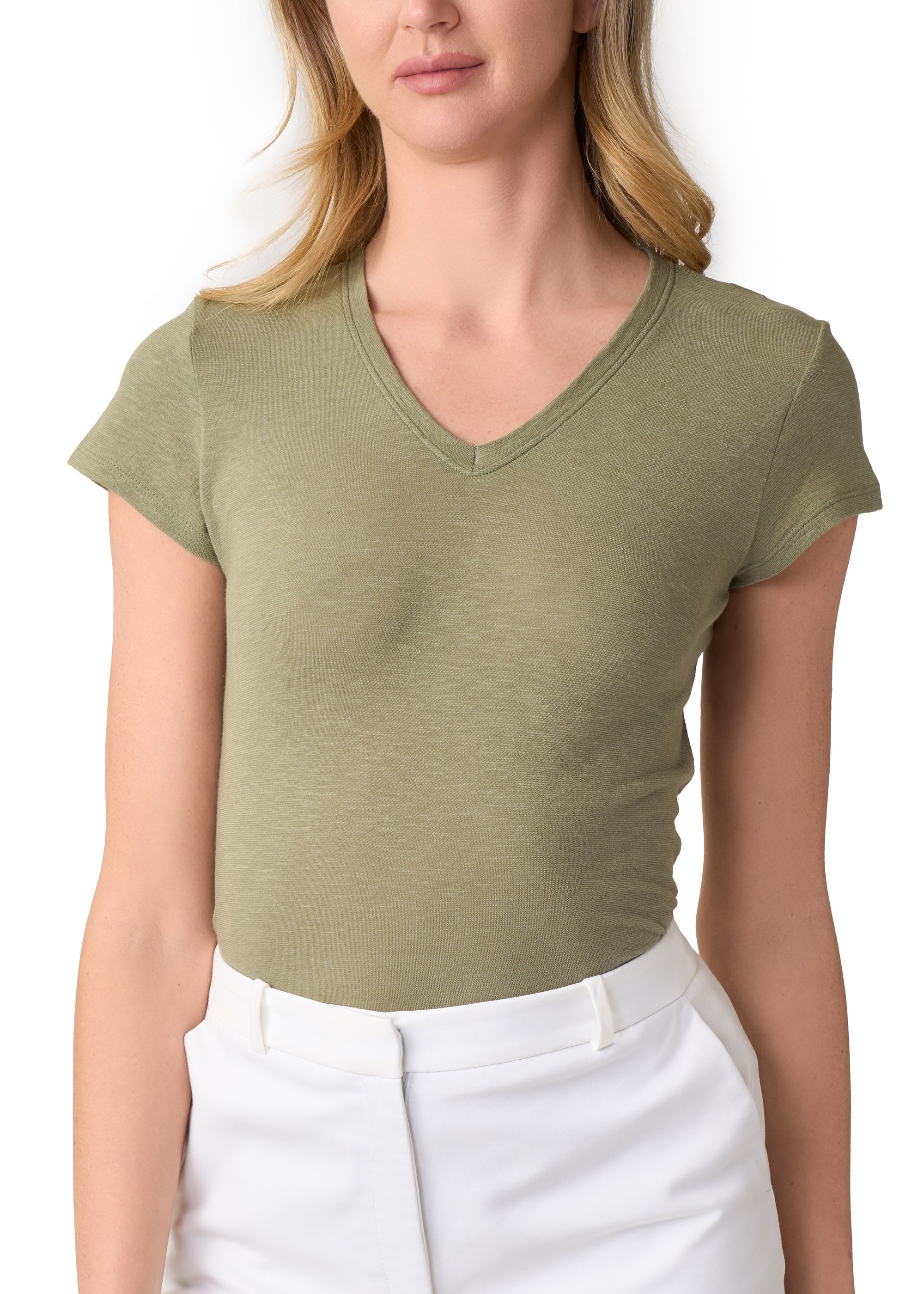 T-SHIRT LEGER CON LINO SCOLLO V