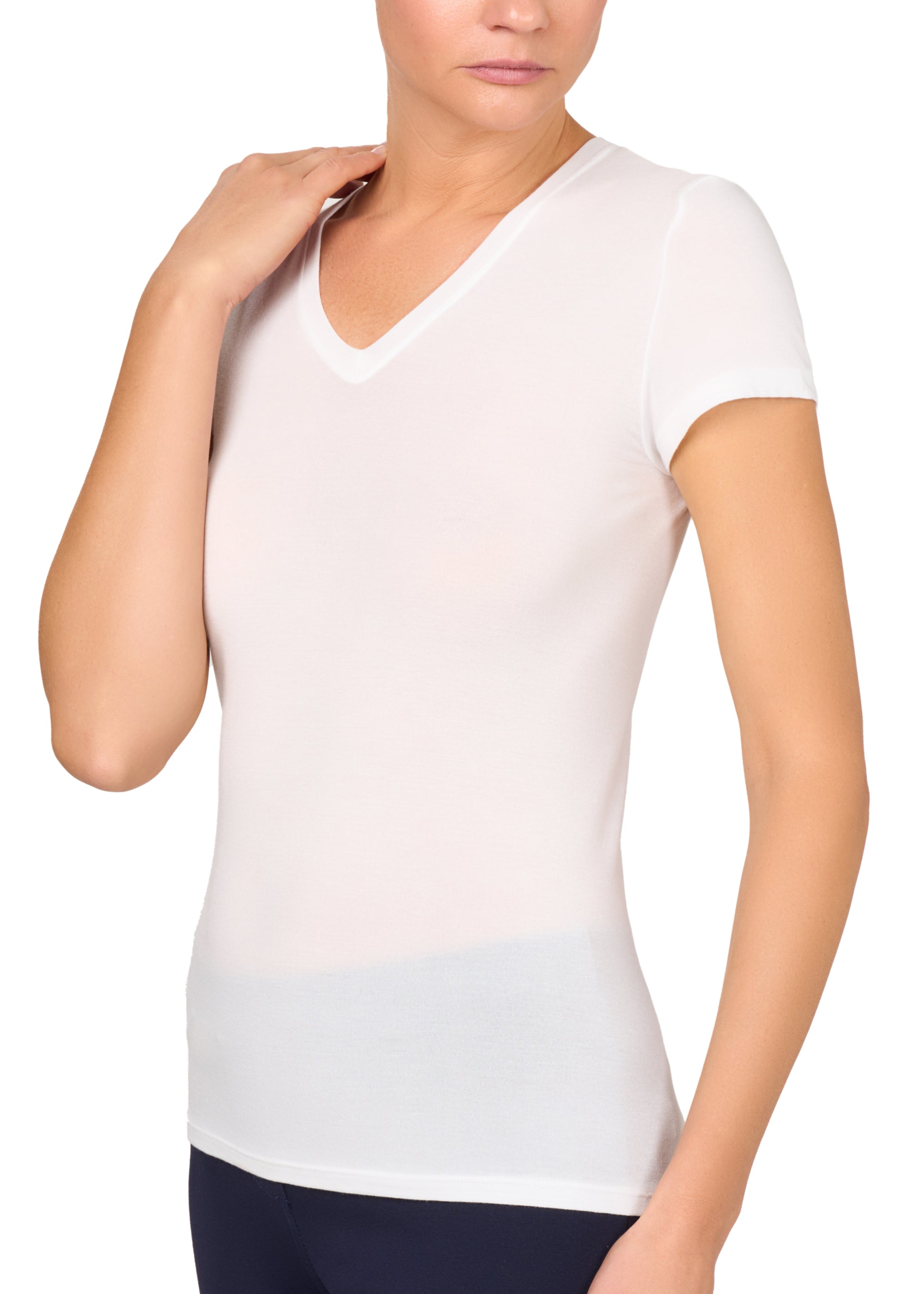 T-SHIRT LEGER CON SETA SCOLLO V