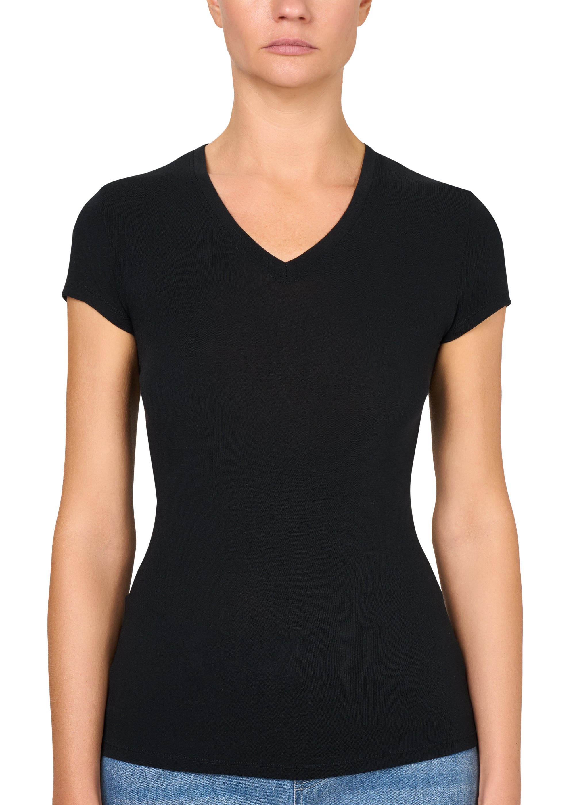 T-SHIRT LEGER CON SETA SCOLLO V
