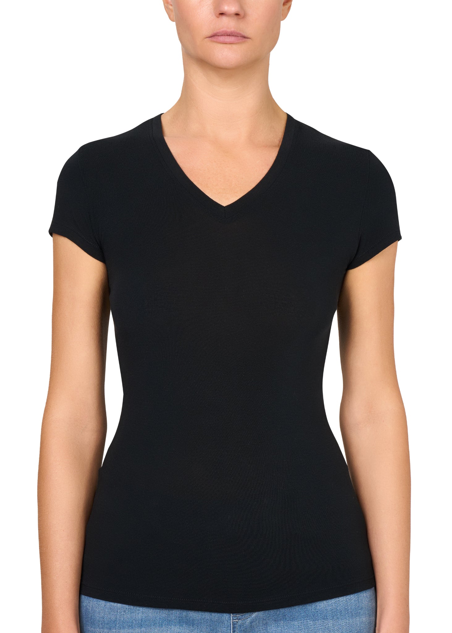 T-SHIRT LEGER CON SETA SCOLLO V T-SHIRT LEGER CON SETA SCOLLO V