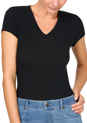 T-SHIRT LEGER CON SETA SCOLLO V