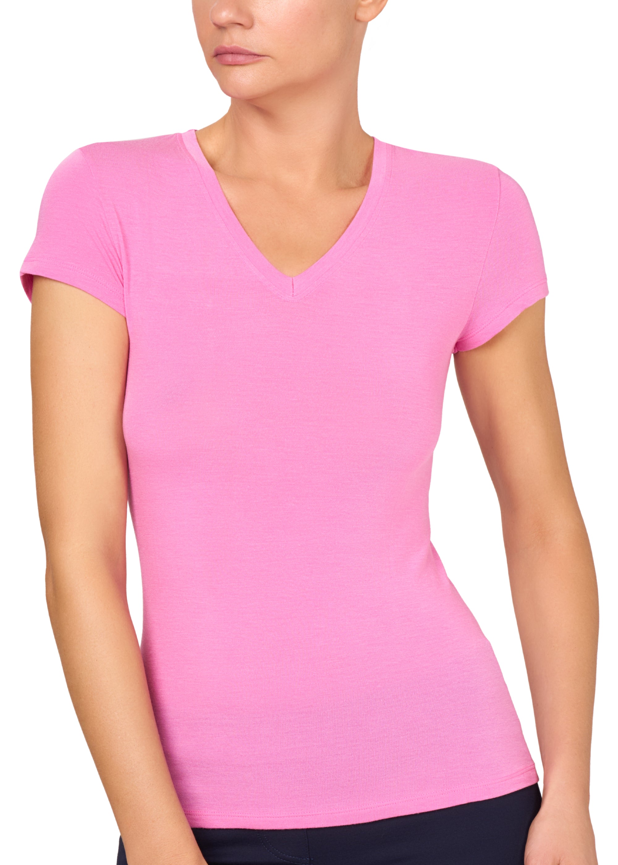 T-SHIRT LEGER CON SETA SCOLLO V