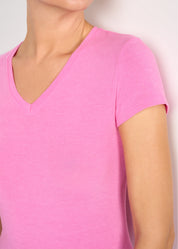 T-SHIRT LEGER CON SETA SCOLLO V
