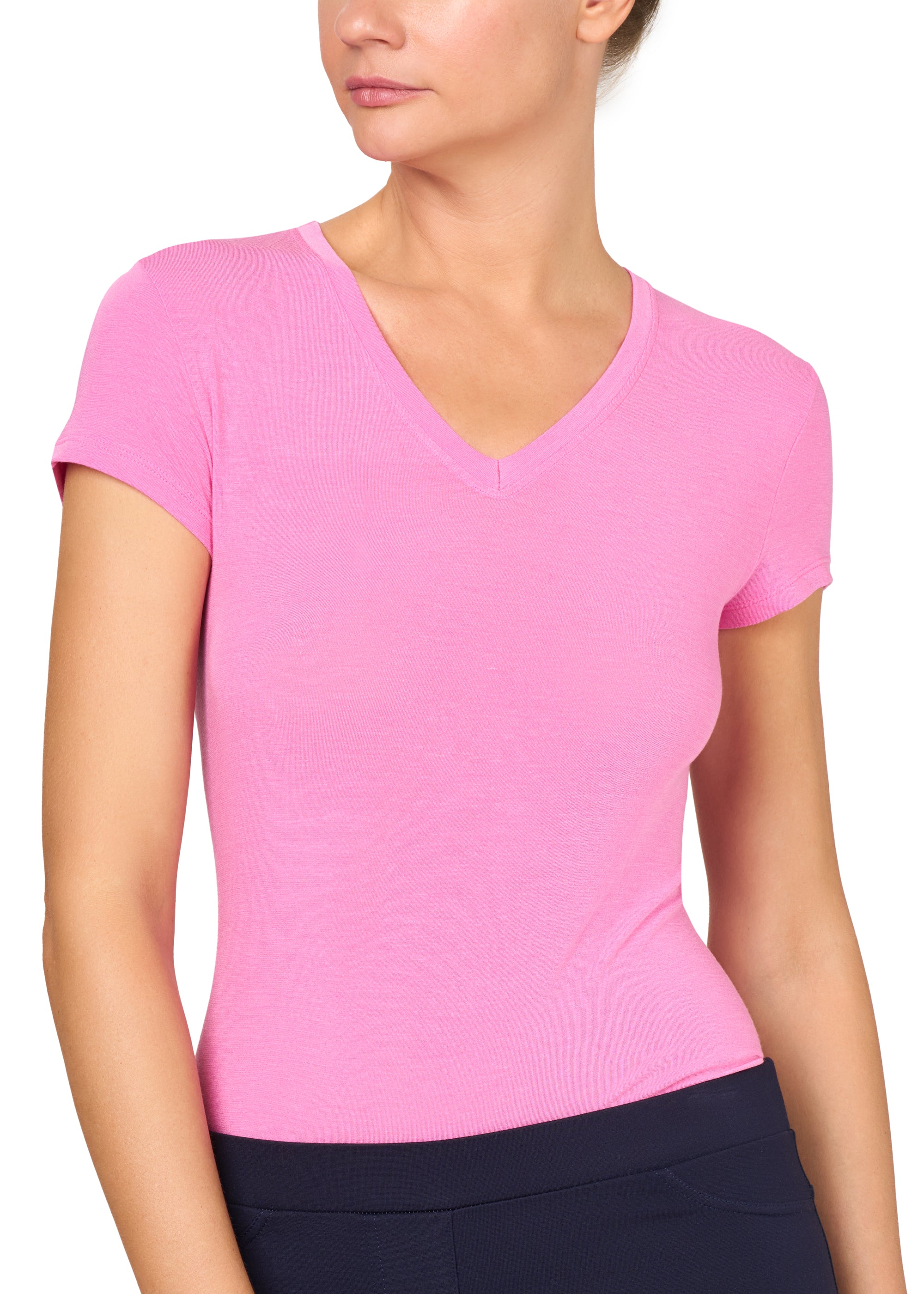 T-SHIRT LEGER CON SETA SCOLLO V