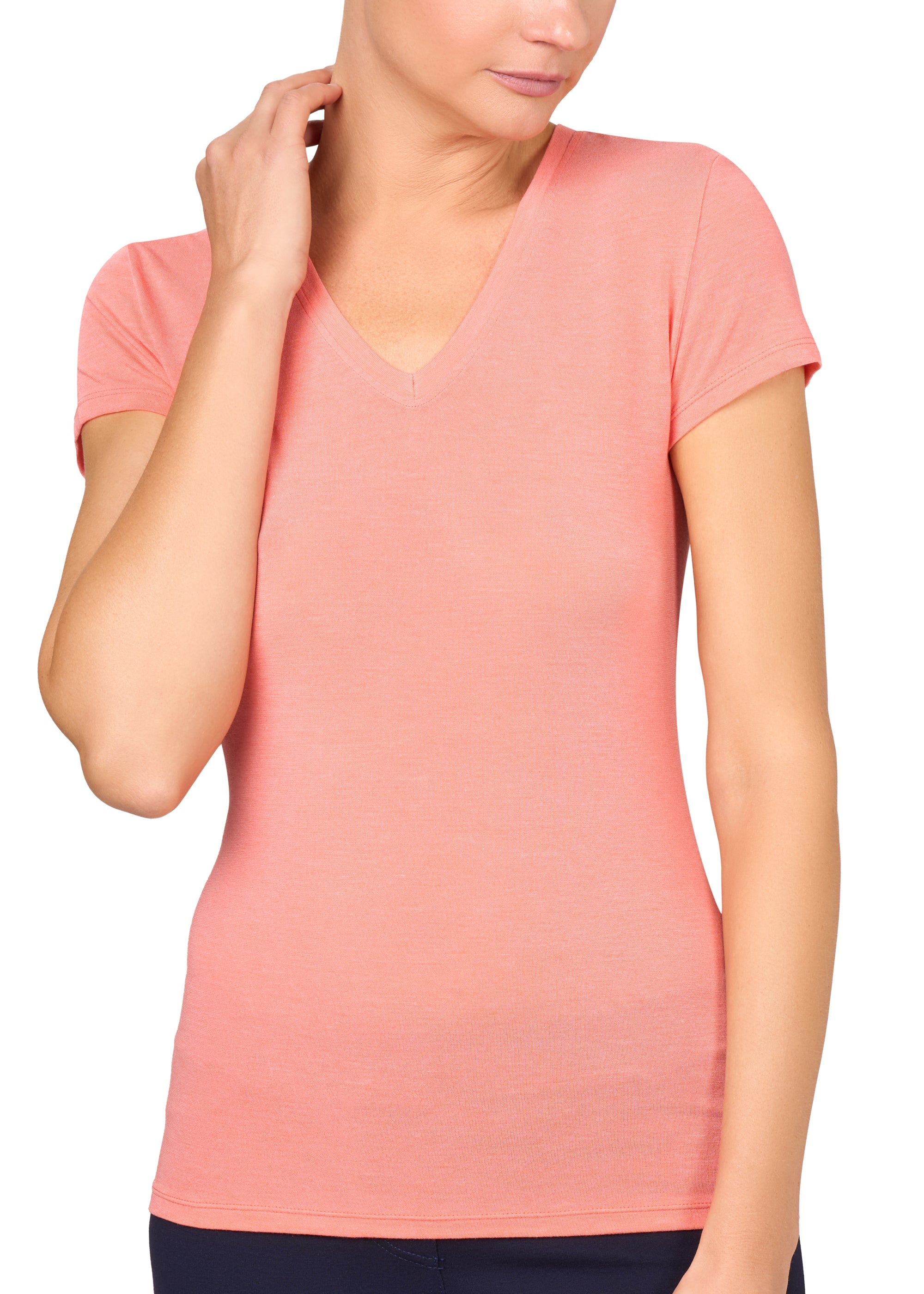 T-SHIRT LEGER CON SETA SCOLLO V