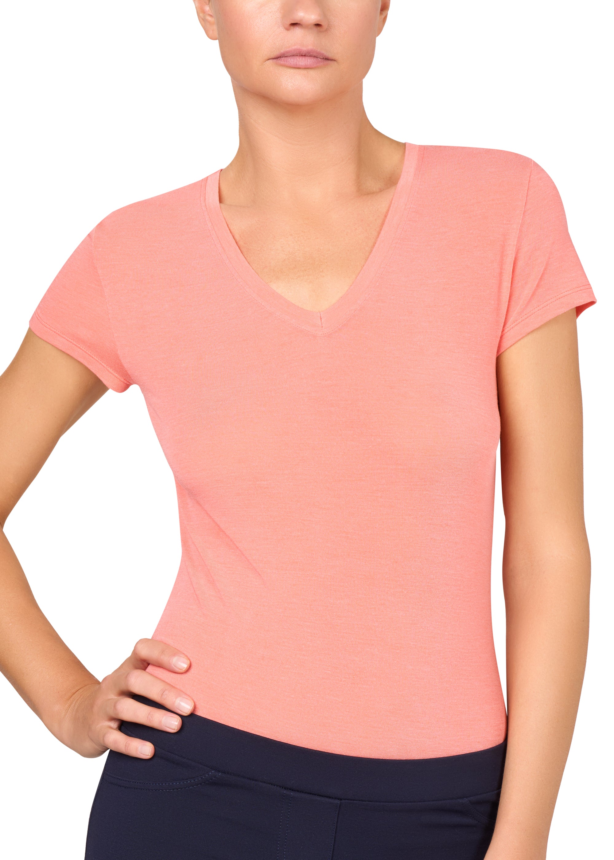 T-SHIRT LEGER CON SETA SCOLLO V