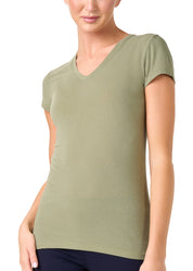 T-SHIRT LEGER CON SETA SCOLLO V