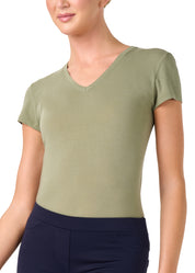 T-SHIRT LEGER CON SETA SCOLLO V