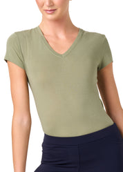 T-SHIRT LEGER CON SETA SCOLLO V