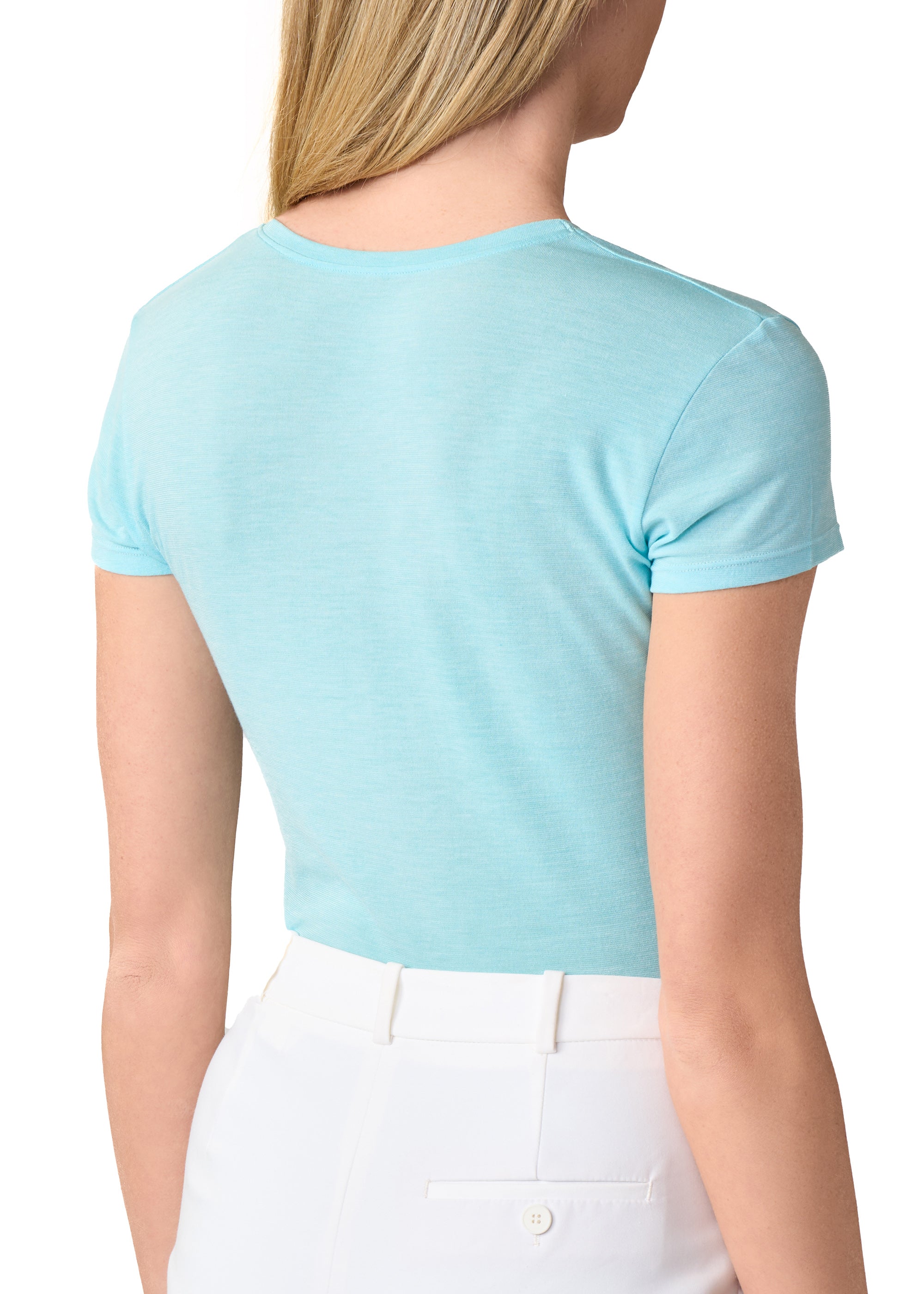 T-SHIRT LEGER CON SETA SCOLLO V
