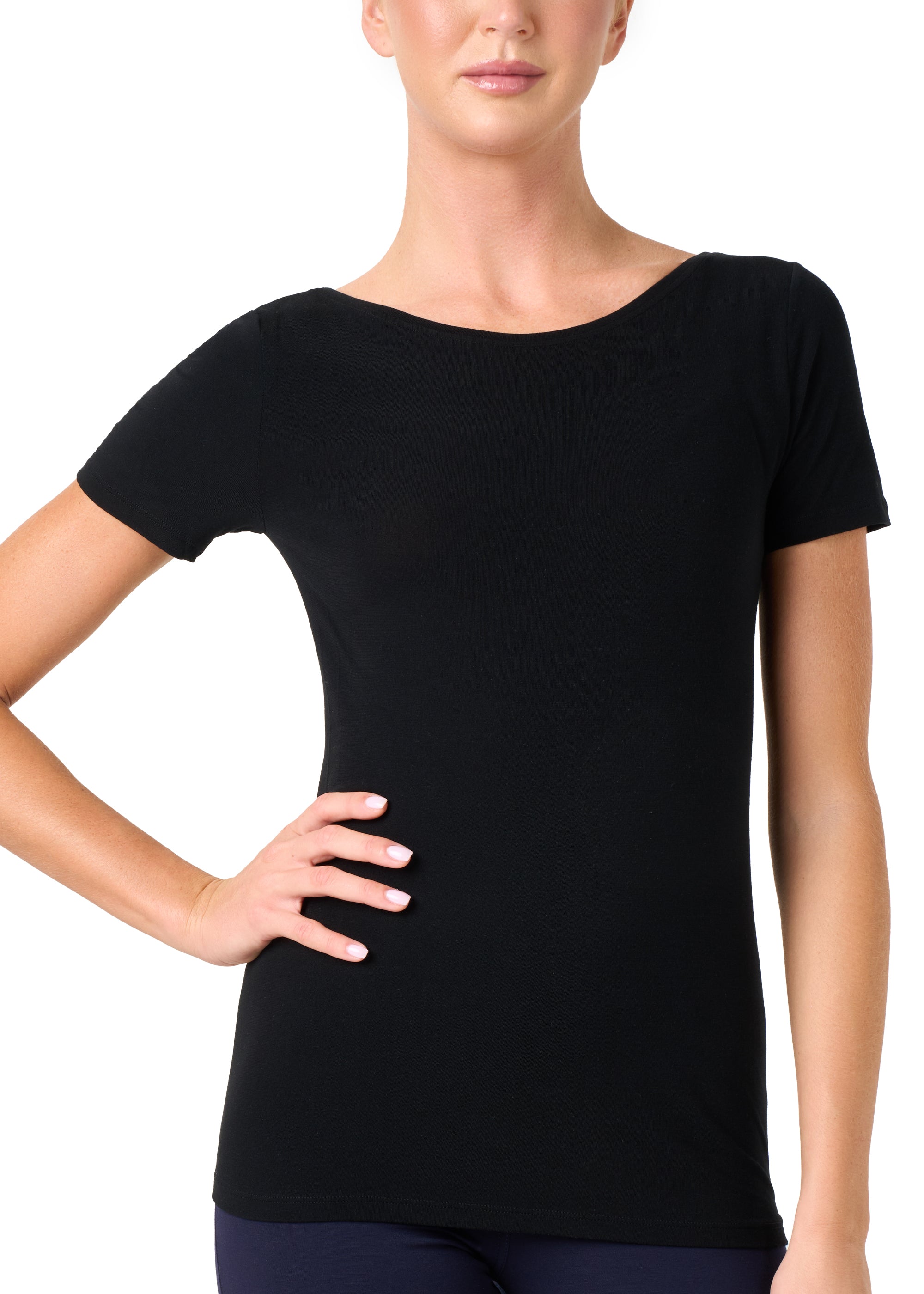 T-SHIRT LEGER CON SETA SCOLLO BARCHETTA