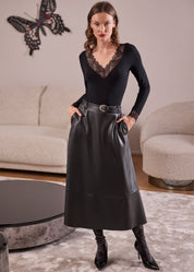 MAGLIA LEGER CON CASHMERE SCOLLO A V  PIZZO