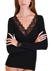 MAGLIA LEGER CON CASHMERE SCOLLO A V  PIZZO