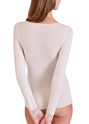 MAGLIA LEGER CON CASHMERE SCOLLO A V  PIZZO