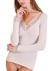 MAGLIA LEGER CON CASHMERE SCOLLO A V  PIZZO