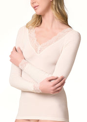 MAGLIA LEGER CON CASHMERE SCOLLO A V  PIZZO