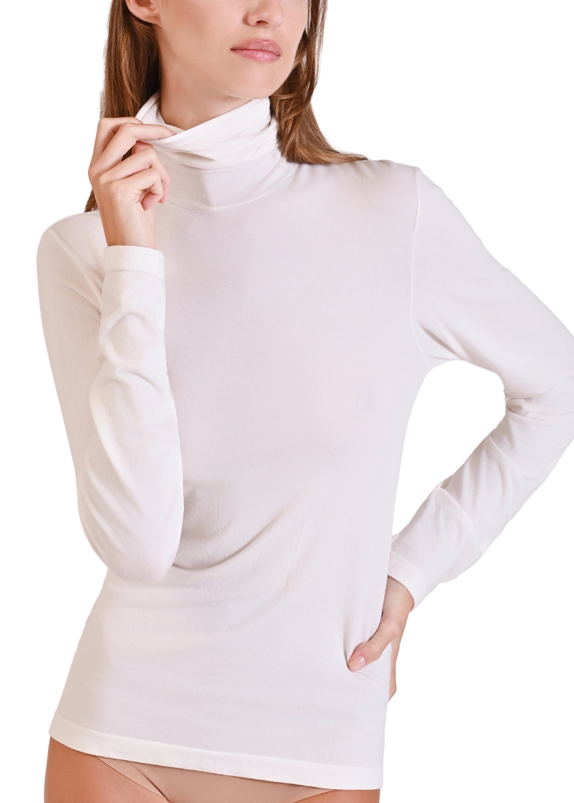 MAGLIA MODAL E SETA COLLO ALTO
