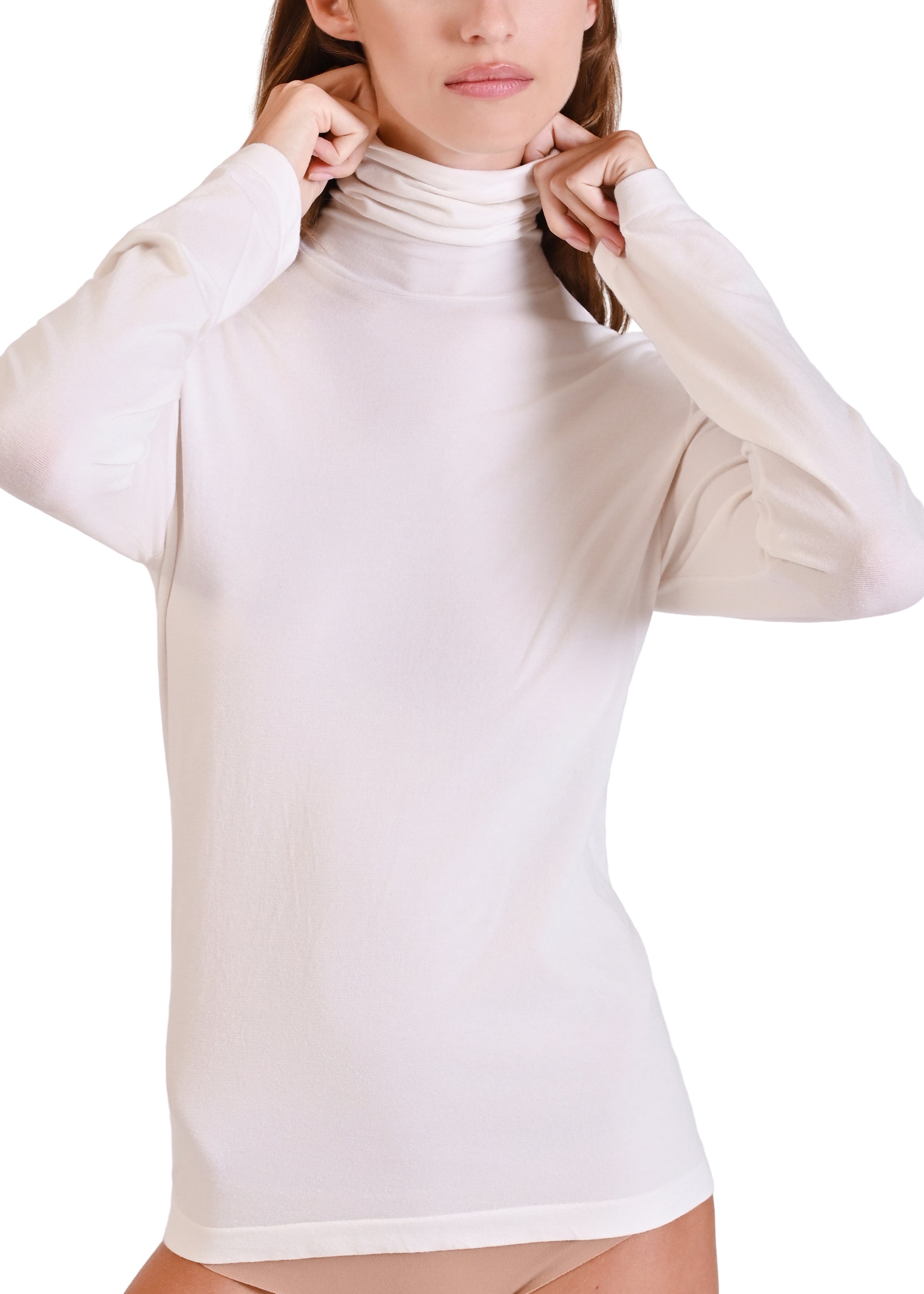MAGLIA MODAL E SETA COLLO ALTO