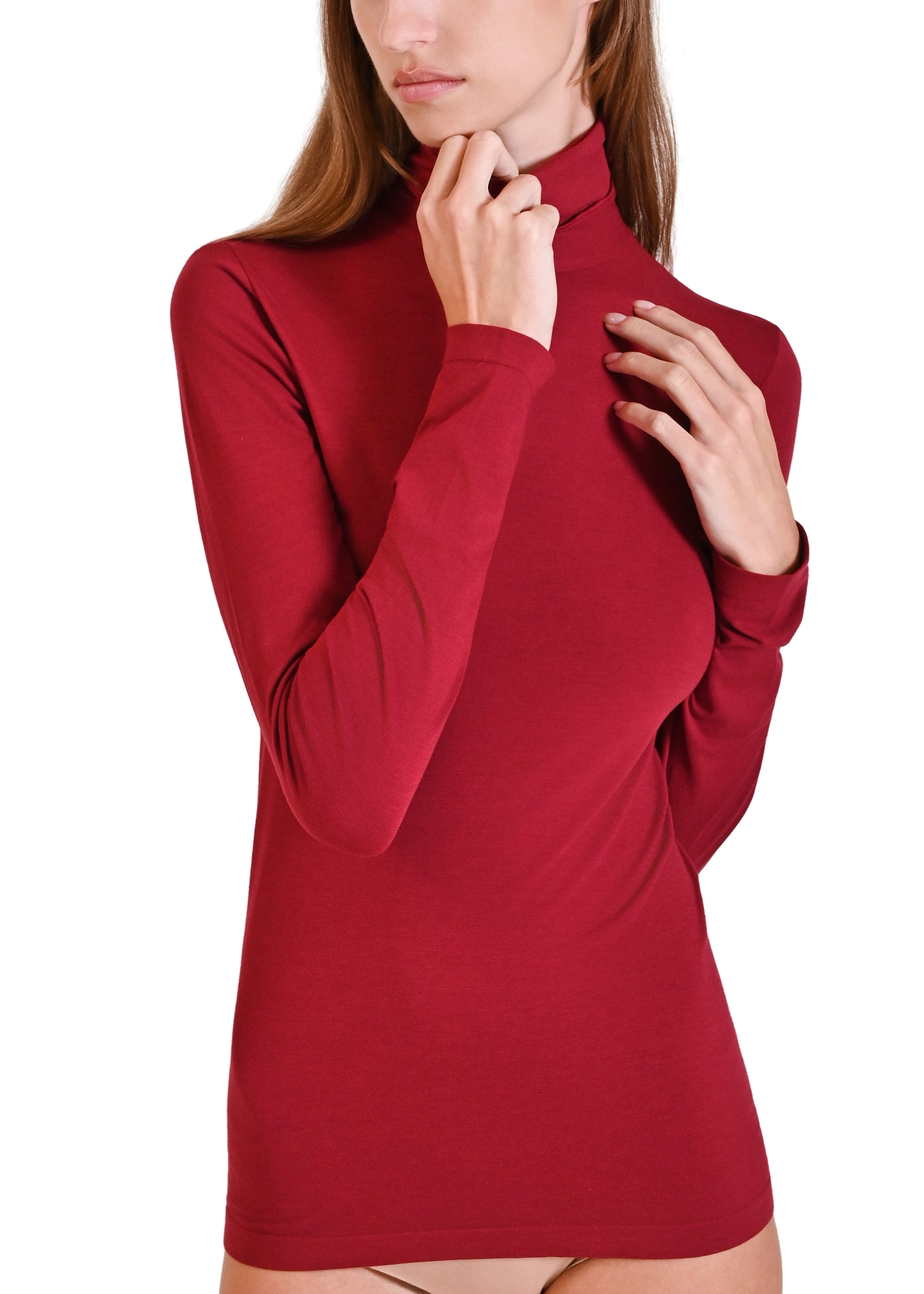 MAGLIA MODAL E SETA COLLO ALTO