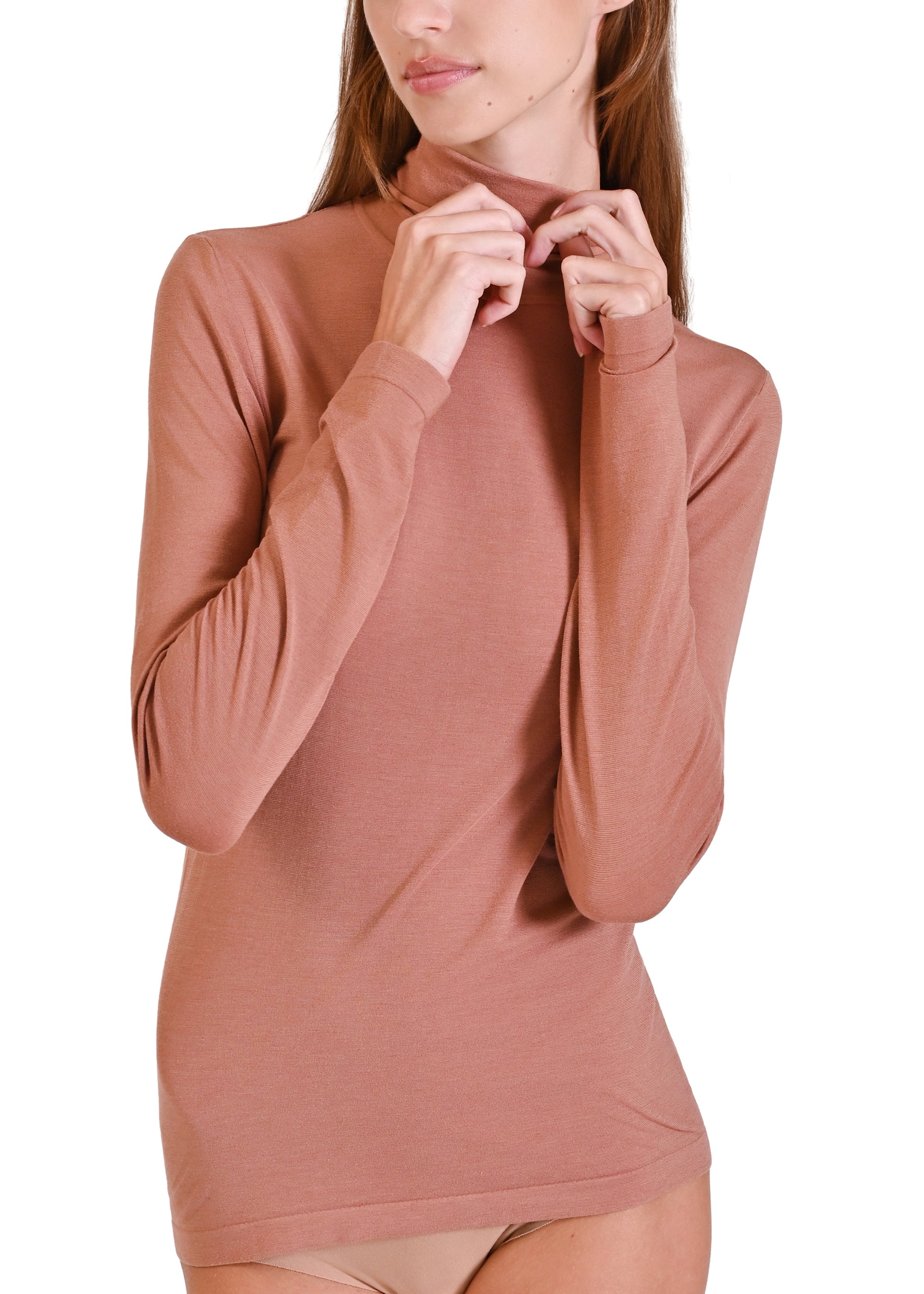 MAGLIA MODAL E SETA COLLO ALTO